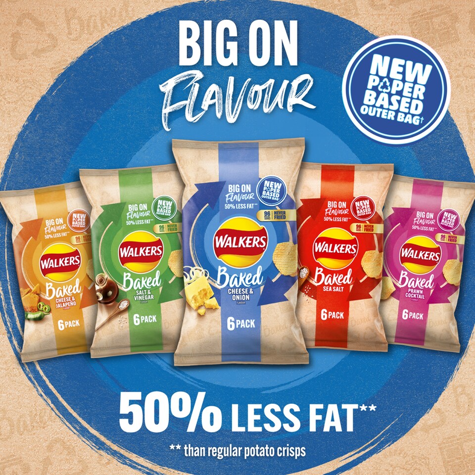 image 1 of Walkers Baked Cheese & Onion Multipack Crisps 6x22g
