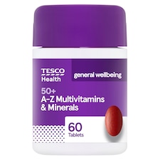 Tesco Health 50+ A-Z Multivitamin & Minerals 60 Tablets 