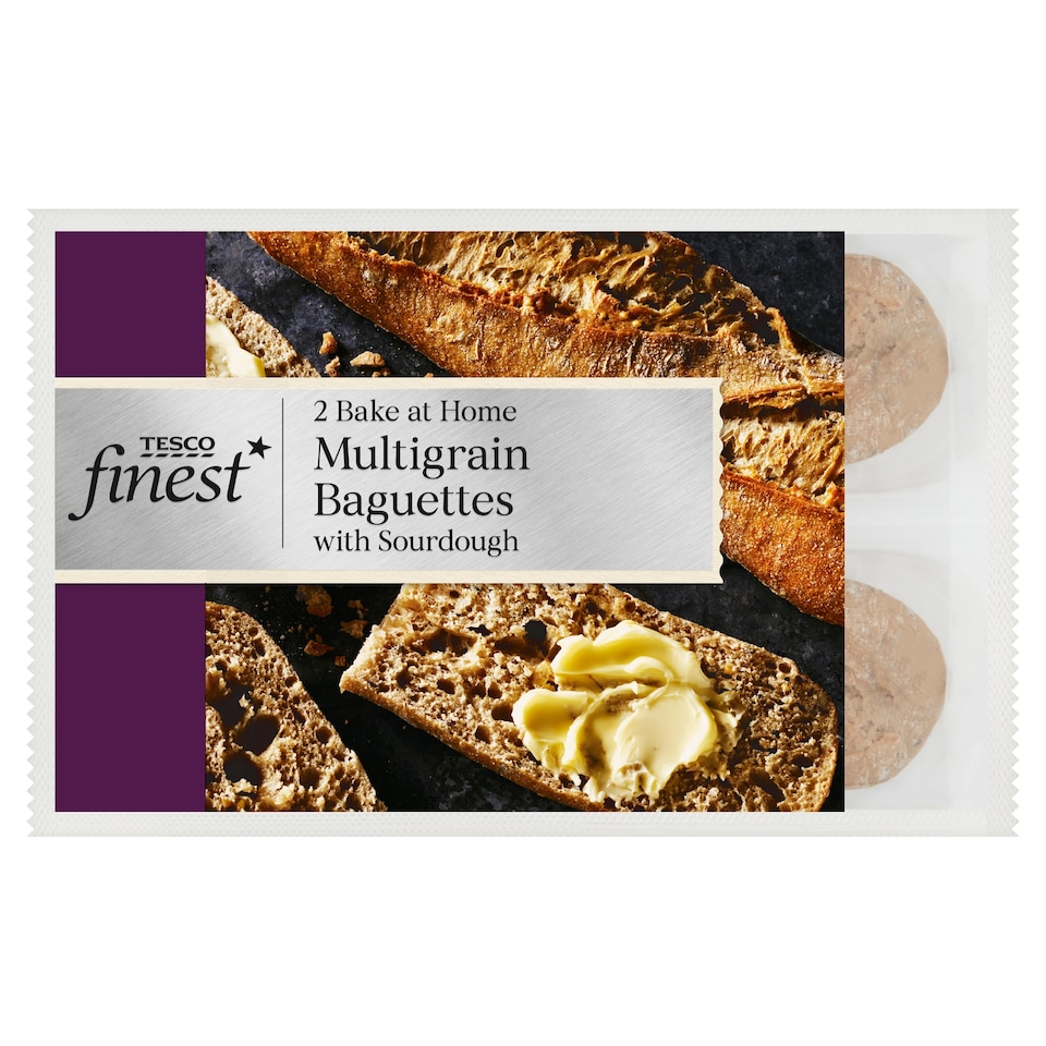 Tesco Finest Multigrain Part Baked Baguettes with Sourdough 2 Pack 250g