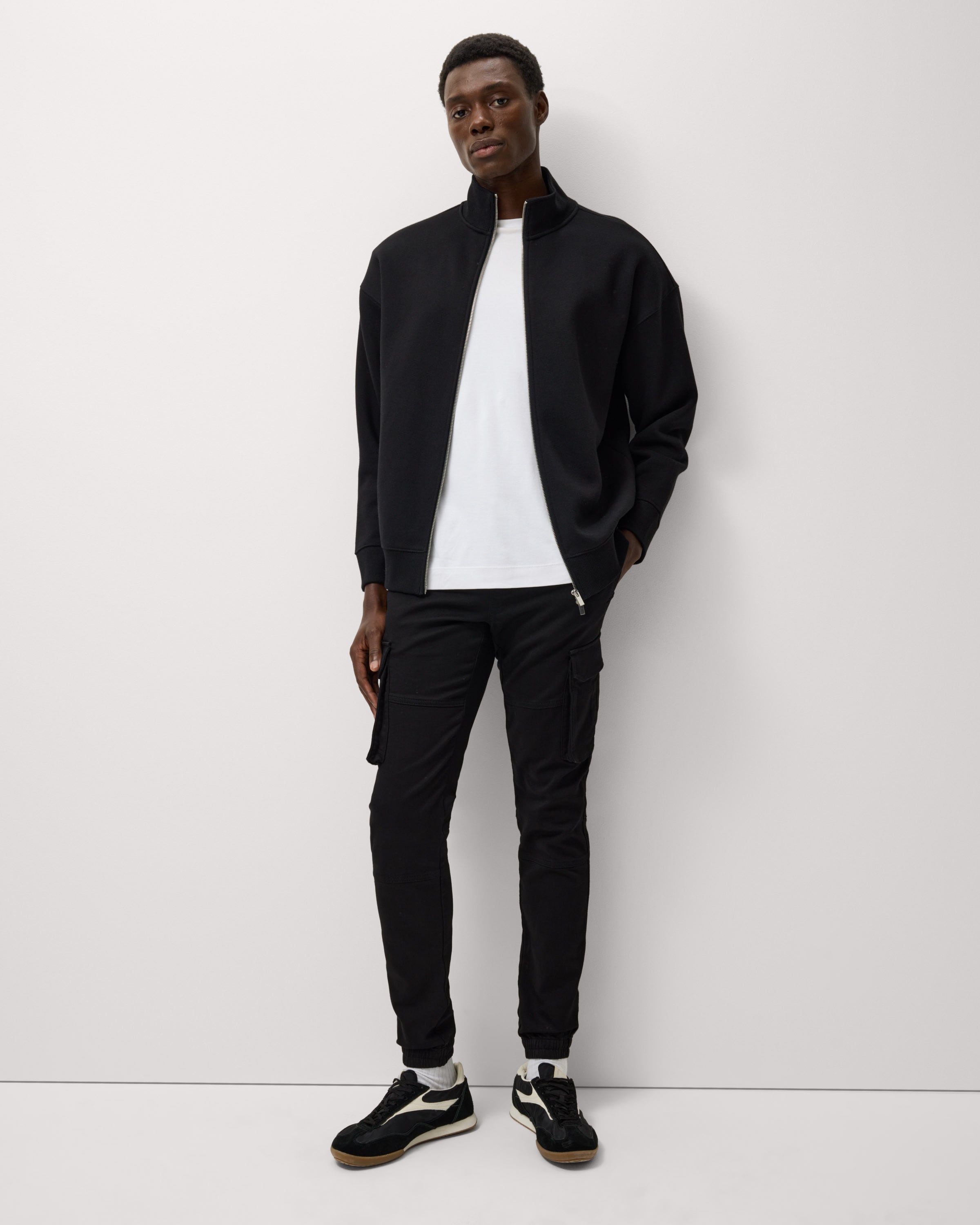 F&F Cotton Rich Cuffed Cargo Joggers in Black