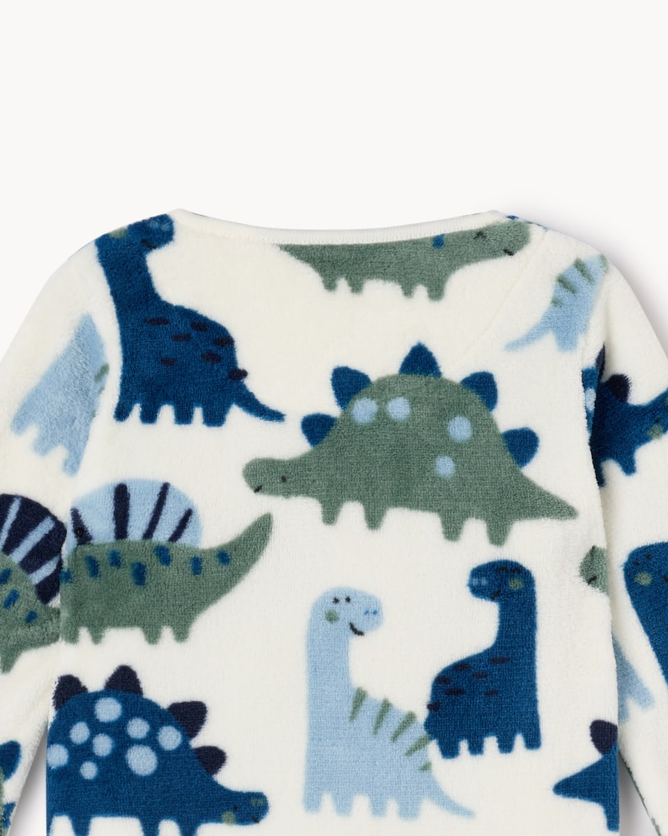 image 1 of F&F Baby Dinosaur Print Fleece Sleepsuit in Blue