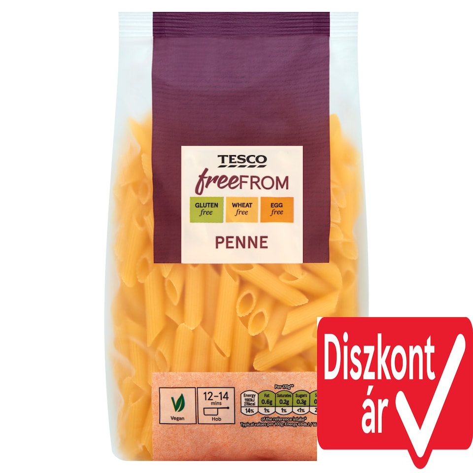 Tesco Free From Penne kukoricalisztből és rizslisztből készült száraztészta 500 g
