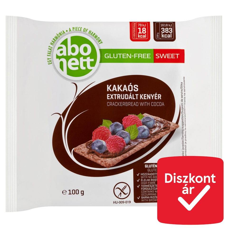 image 1 of Abonett Gluten-Free Cocoa Crackerbread with Sweetener 100 g