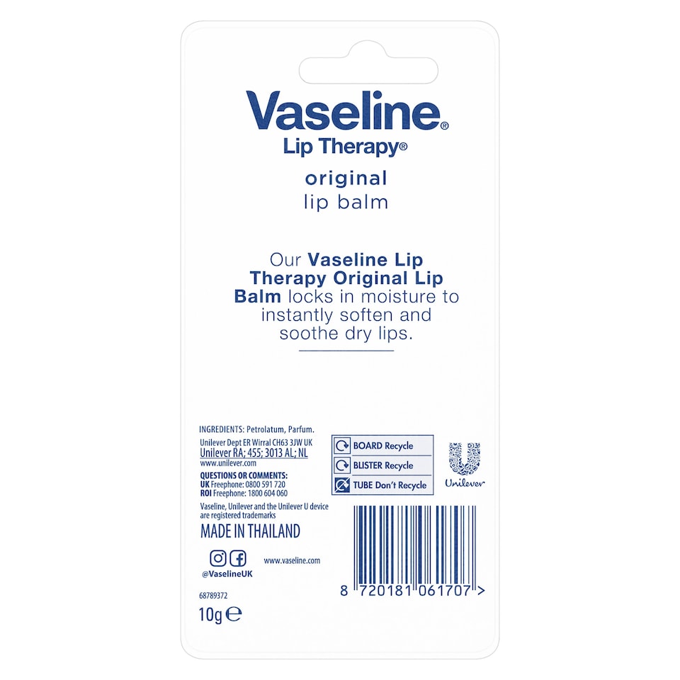 image 1 of Vaseline Original Lip Balm 10G