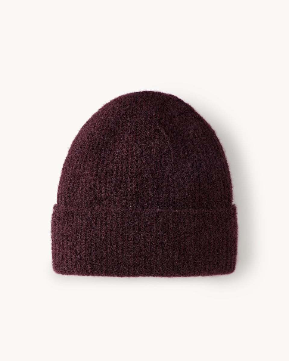image 1 of F&F Knitted Beanie Hat in Burgundy