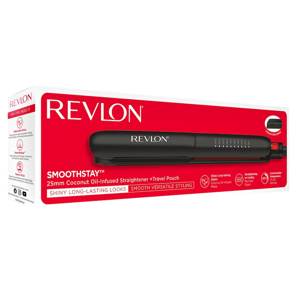 image 1 of Revlon Smoothstay Coconut Oil Infused Straightener