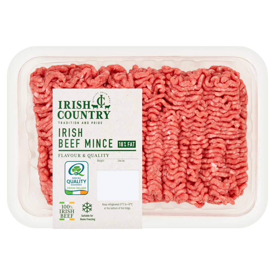 IRISH COUNTRY IRISH BEEF MINCE 18% FAT 800g