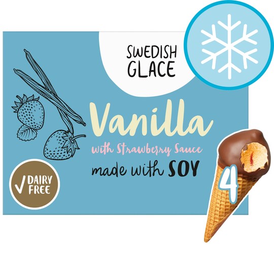 Swedish Glace Soy Non Dairy Cones 4X105ml Tesco Groceries