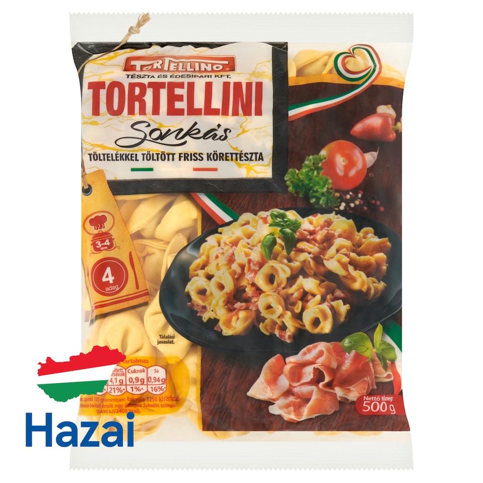 Tortellino Tortellini sonkás töltelékkel töltött friss körettészta 500 g