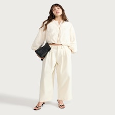 F&F Embroidered Bomber Jacket in Cream