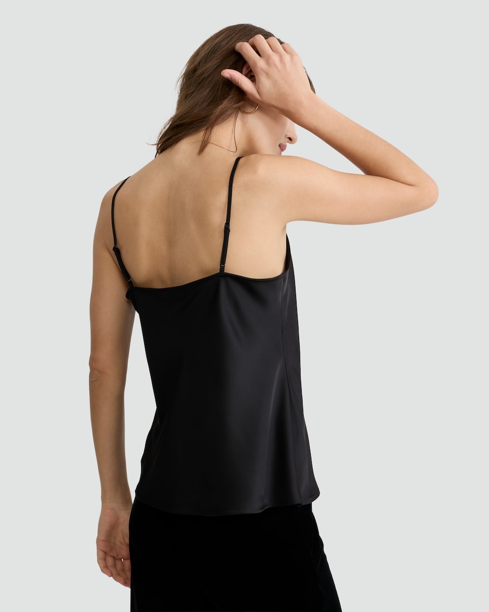 image 1 of F&F Satin Strappy Cami Top in Black