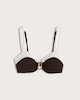 image 4 of F&F Textured Contrast Trim Metal Accent Bikini Top in Brown