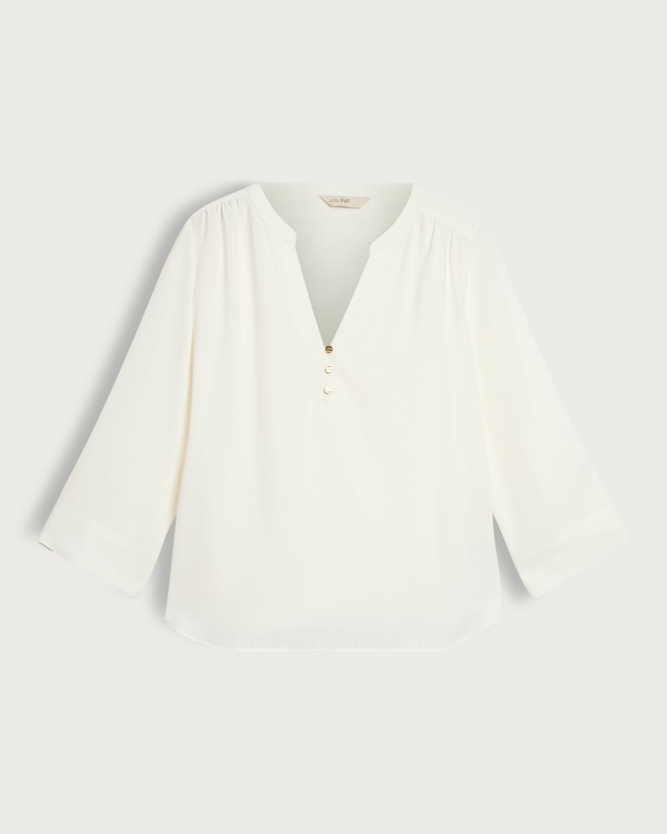 image 1 of F&F Striped V Neck Blouse in White