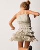image 2 of F&F Girls 2-Piece Crinkle Textured Top and Tiered Skirt Set in Neutral