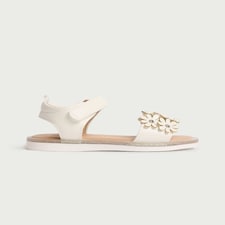 F&F Girls Floral Embellished Strap Sandals in White