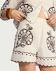 image 2 of F&F Pure Cotton Floral Embroidered Co-ord Shorts in Ivory