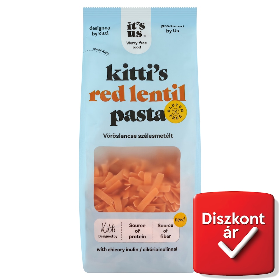 It's Us Kitti's gluténmentes vöröslencse szélesmetélt cikóriainulinnal 200 g