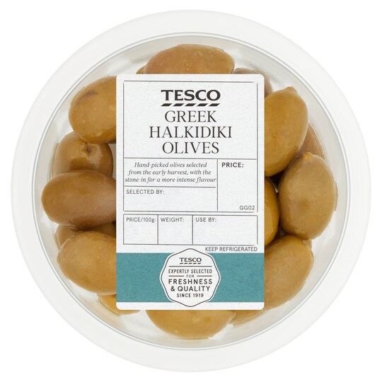 Tesco Greek Halkidiki Olives 170G Tesco Groceries