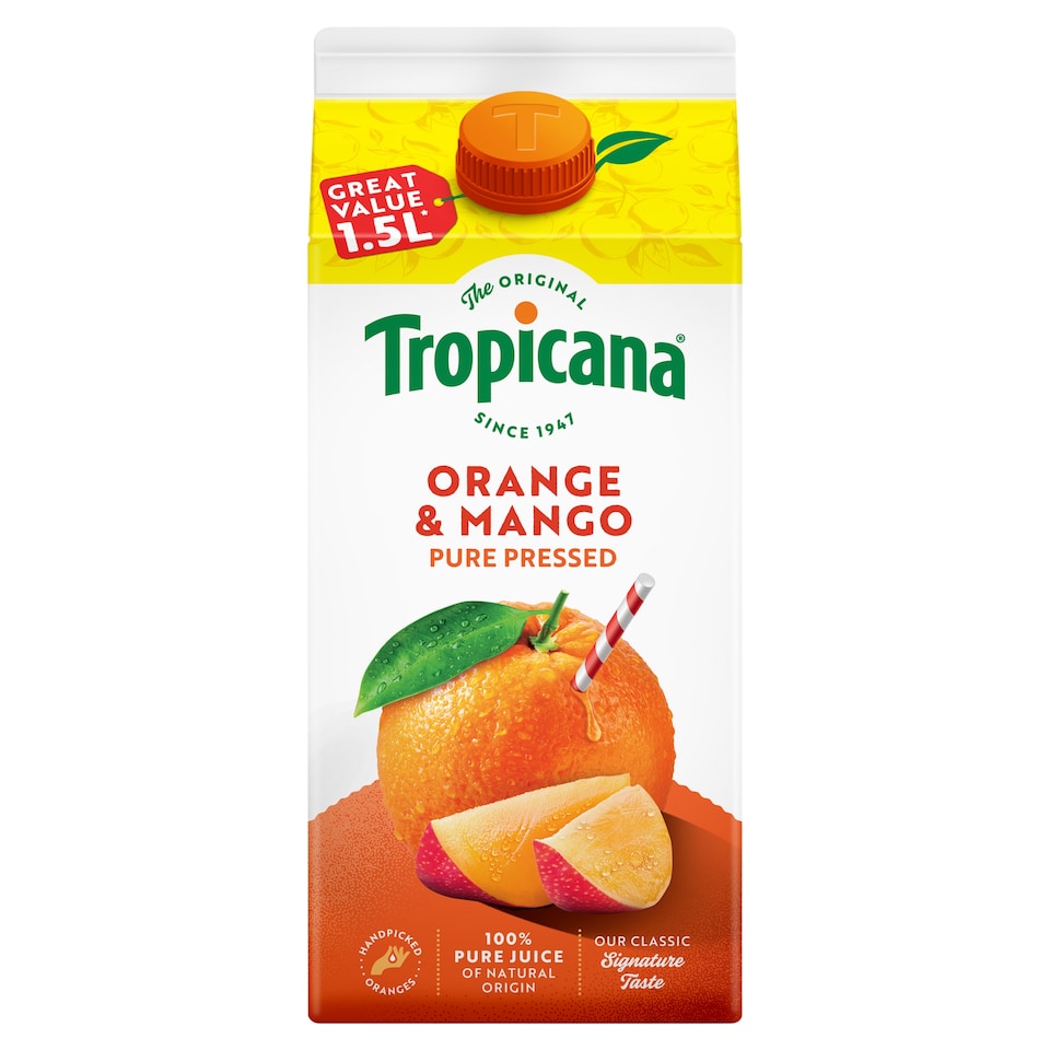 image 1 of Tropicana Pure Orange & Mango Fruit Juice 1.5L