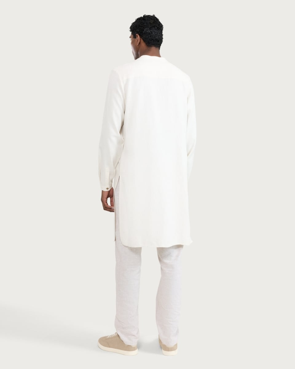 image 1 of F&F Button Placket Kurta in Cream