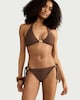 image 2 of F&F Textured Beaded Tie Side Bikini Bottoms in Brown