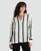 image 2 of F&F Satin Stripe Print Button Up Shirt in Khaki