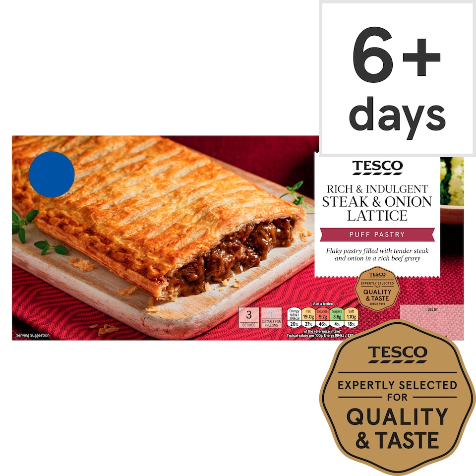 Tesco Steak & Onion Lattice Bar 500G