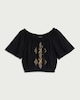 image 4 of F&F Cotton Rich Embroidered Beach Blouse in Multi Black