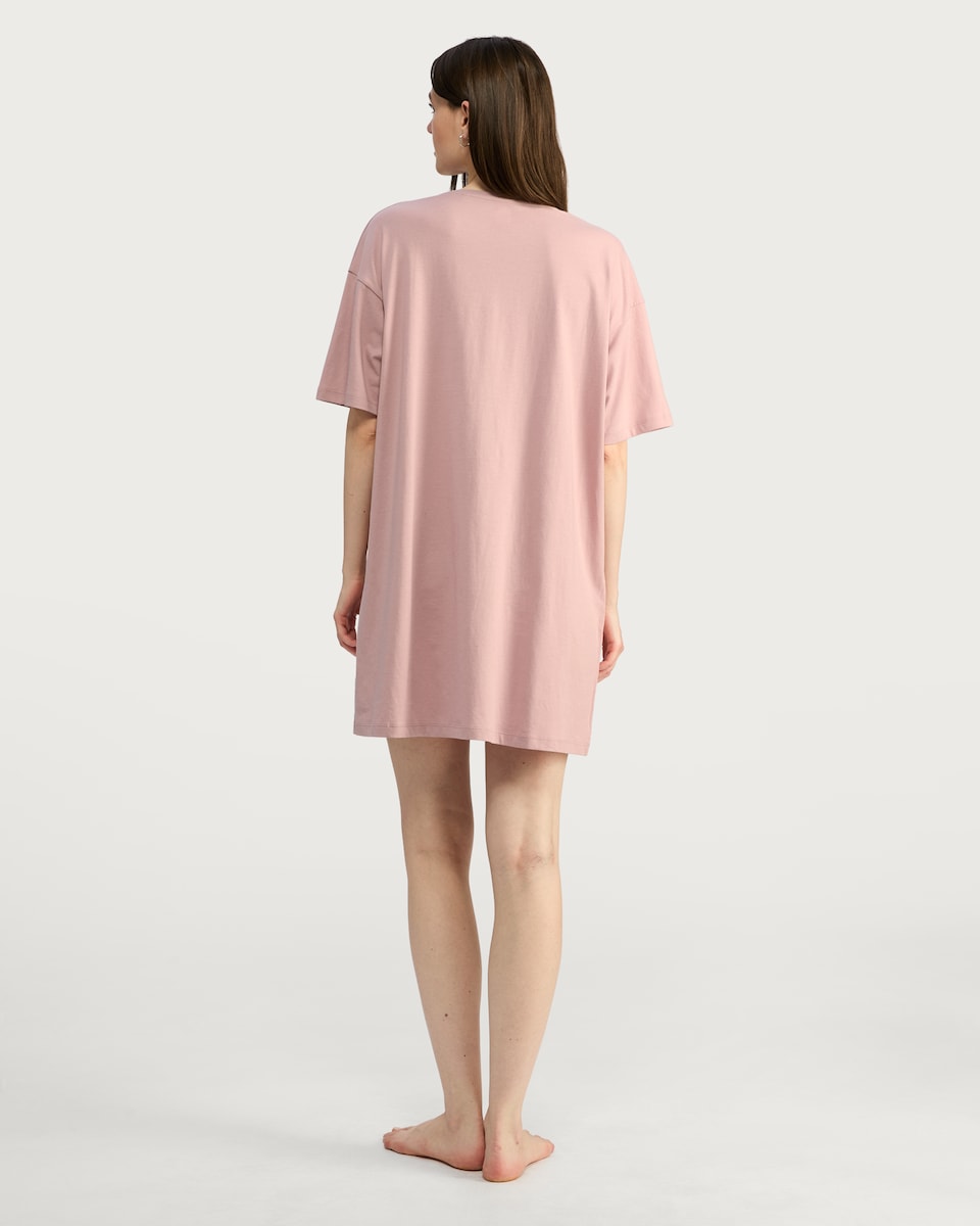 image 1 of F&F Pure Cotton Amour Print Short Sleeved Nightdress in Multi Pink