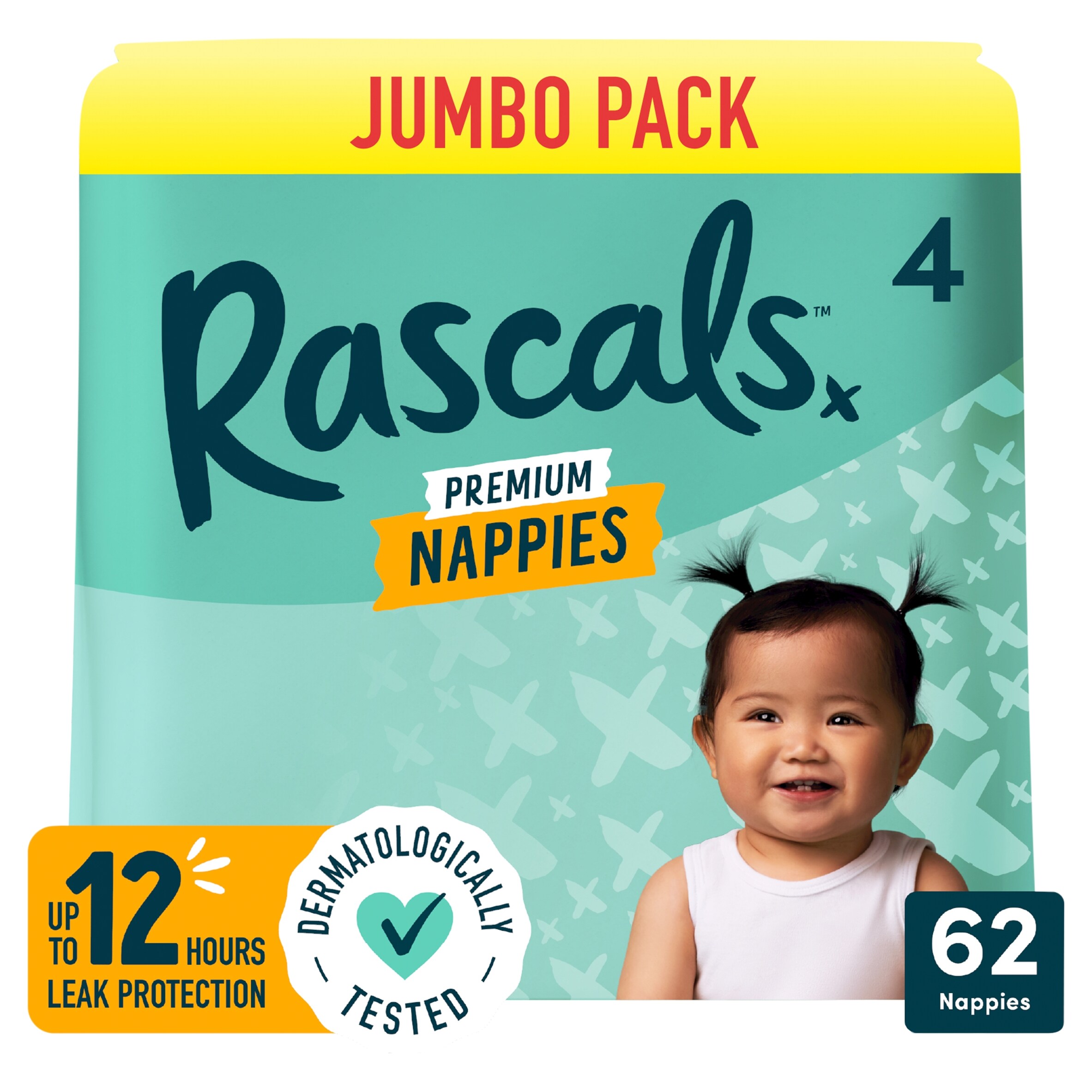Rascals Premium Nappies Size 4 62 Pack