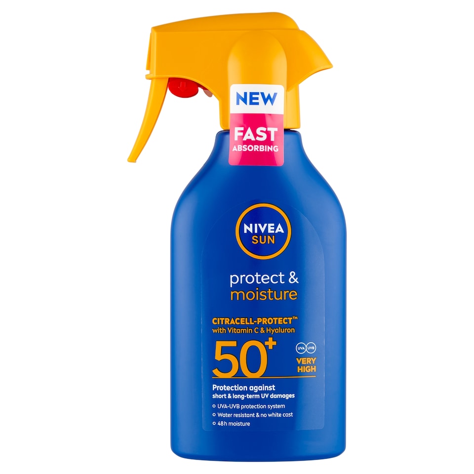 NIVEA SUN Protect & Moisture hidratáló szórófejes naptej FF50+ 270 ml   1. kép
