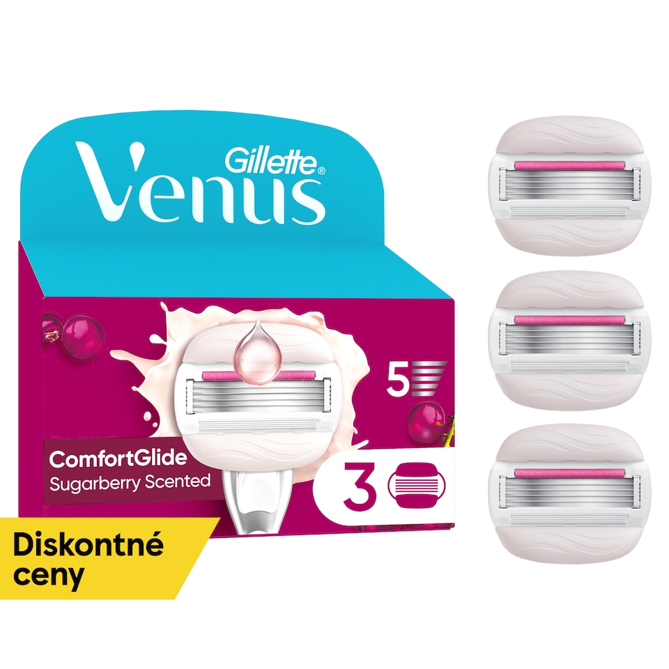 obrázok 1 z Gillette Venus Pro ComfortGlide Dámske Holiace Hlavice s Vôňou Sugarberry, Náhradné Holiace Hlavice