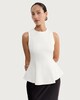 image 1 of F&F Ponte Peplum Hem Top in Cream