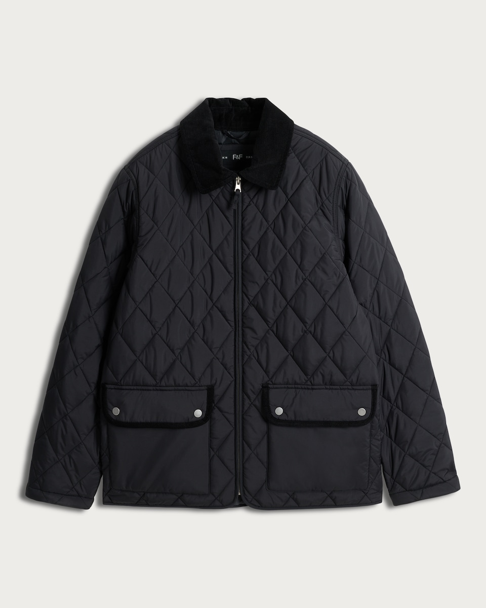 image 1 of F&F Padded Diamond Quilted Jacket in Black