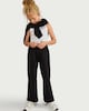 image 1 of F&F Girls Cotton Rich Wide Leg Joggers in Black