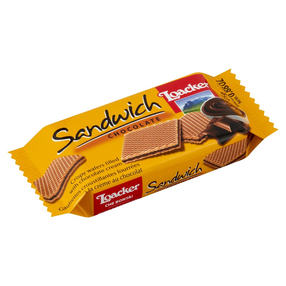 Loacker Sandwich Chocolate Crispy Wafers Filled with Chocolate Cream 25 g