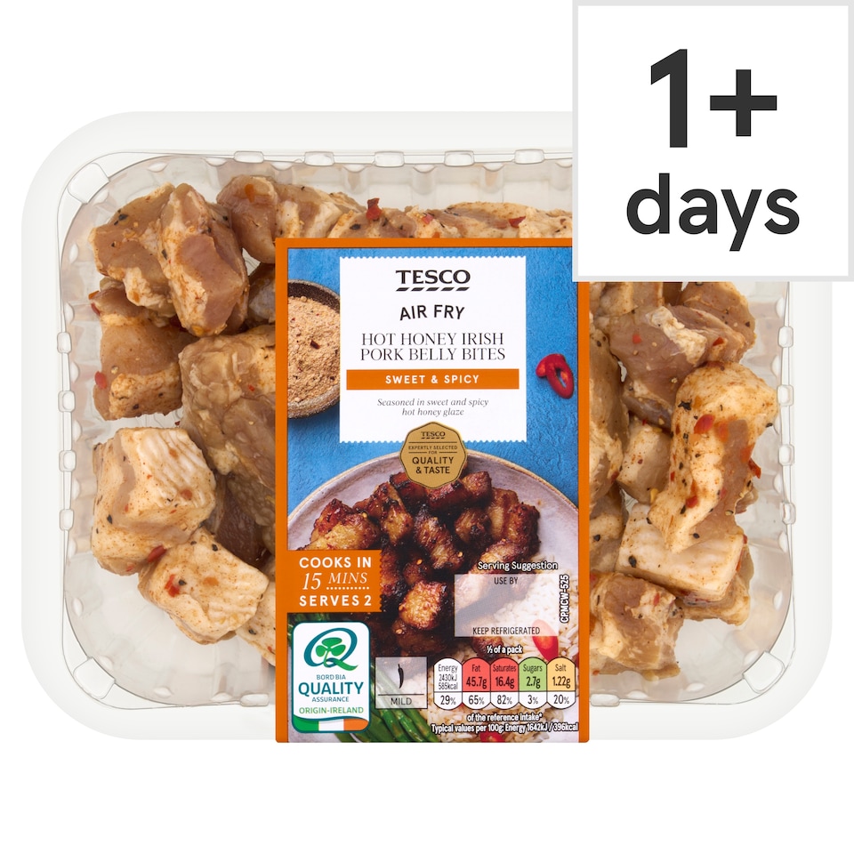 Tesco Hot Honey Irish Pork Belly Bites 410g