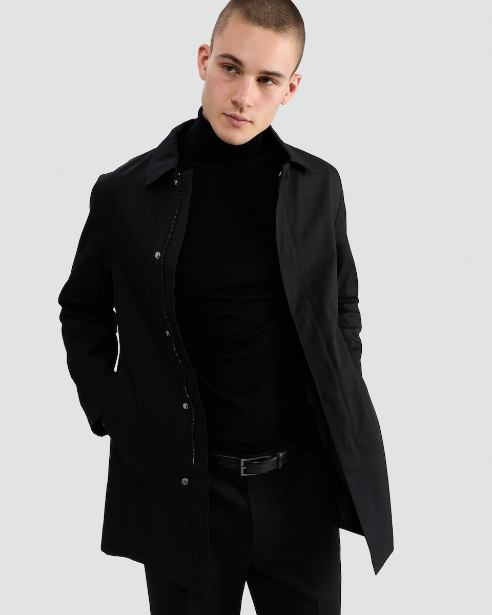 image 1 of F&F Single Breasted Shower Resistant Overcoat in Black