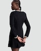 image 3 of F&F Boucle Textured Contrast Trim Long Sleeved Dress in Black