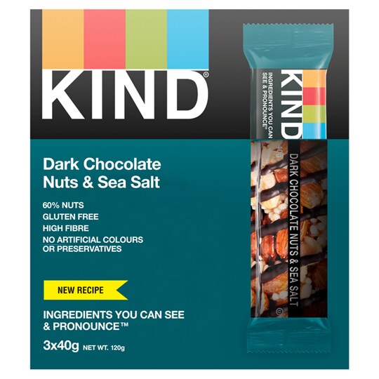 Kind Dark Chocolate Nuts & Sea Salt Bar 3X40g Tesco Groceries