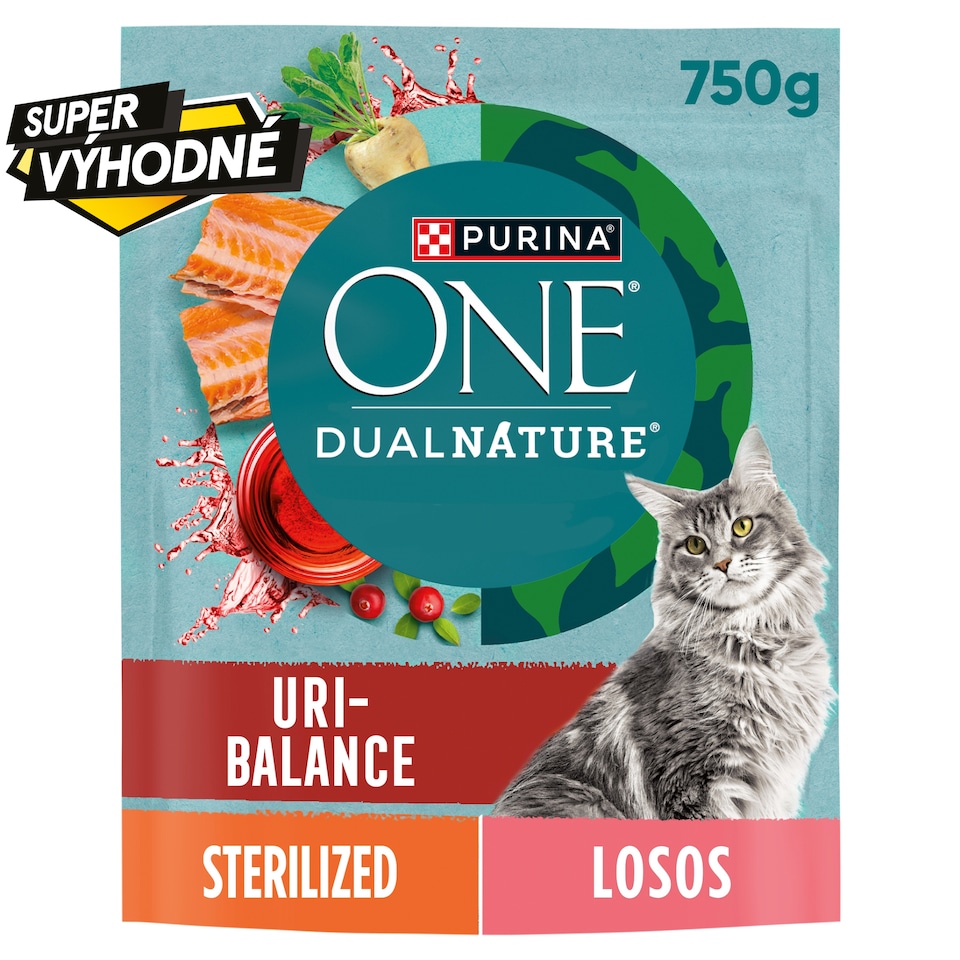 Purina ONE Dual Nature Sterilised granule pro kočky brusinka, losos 750g