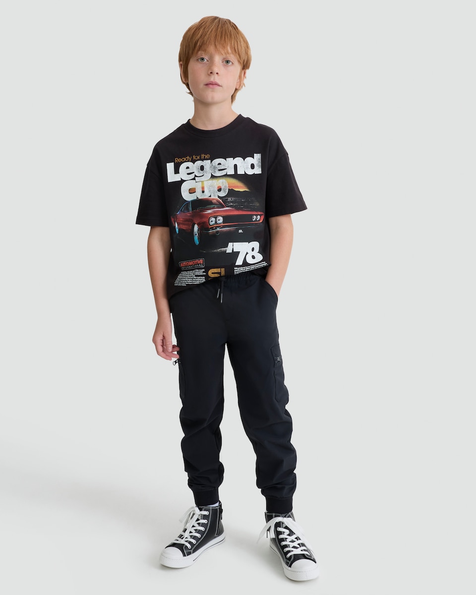 image 1 of F&F Boys Cuffed Cargo Joggers in Black