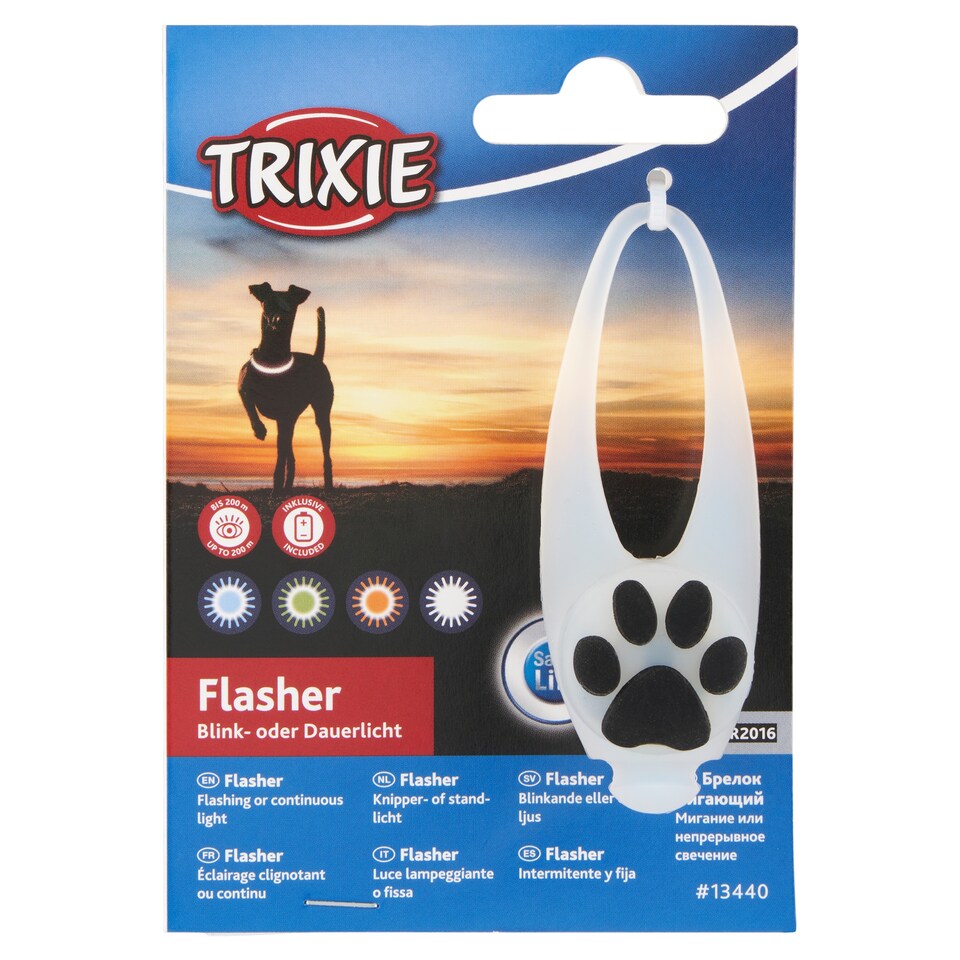 Trixie Flasher villogó láthatósági eszköz kutyáknak 2,4 x 8 cm