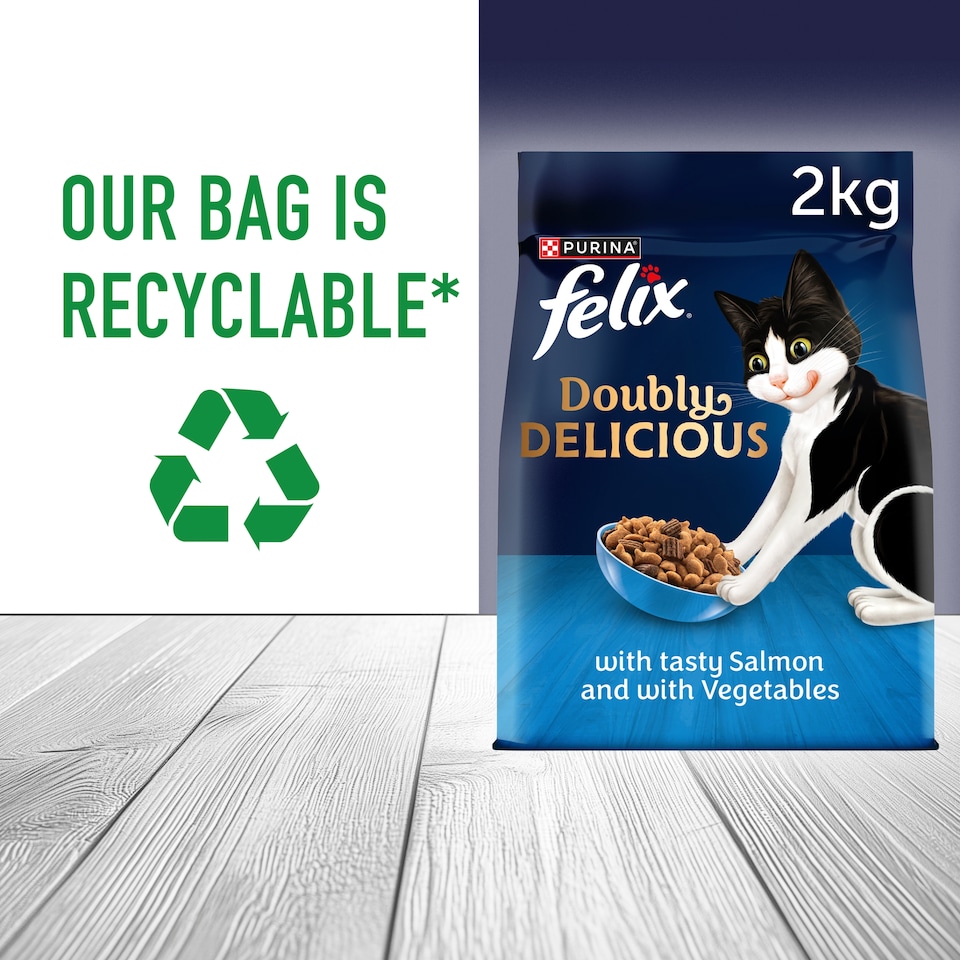 image 1 of Felix Dry Doubly Delicious Salmon & Vegetables Cat Food 2kg