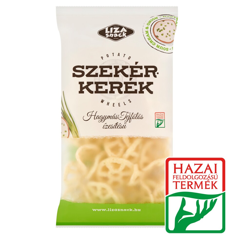 Liza Snack Szekérkerék hagymás-tejfölös ízesítésű burgonyasnack 40 g