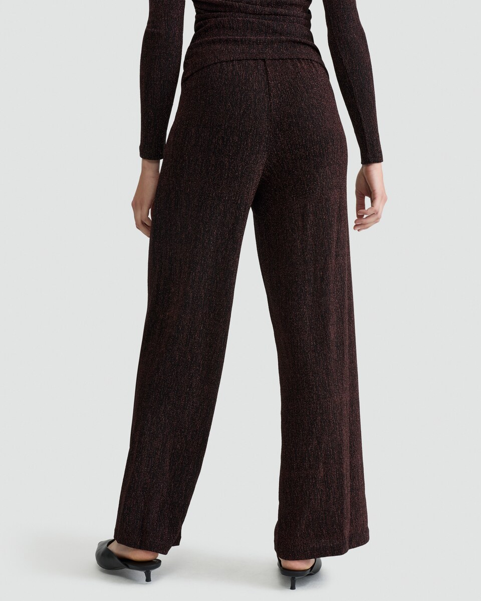 image 1 of F&F Sparkle Wide Leg Co-ord Trousers in Black