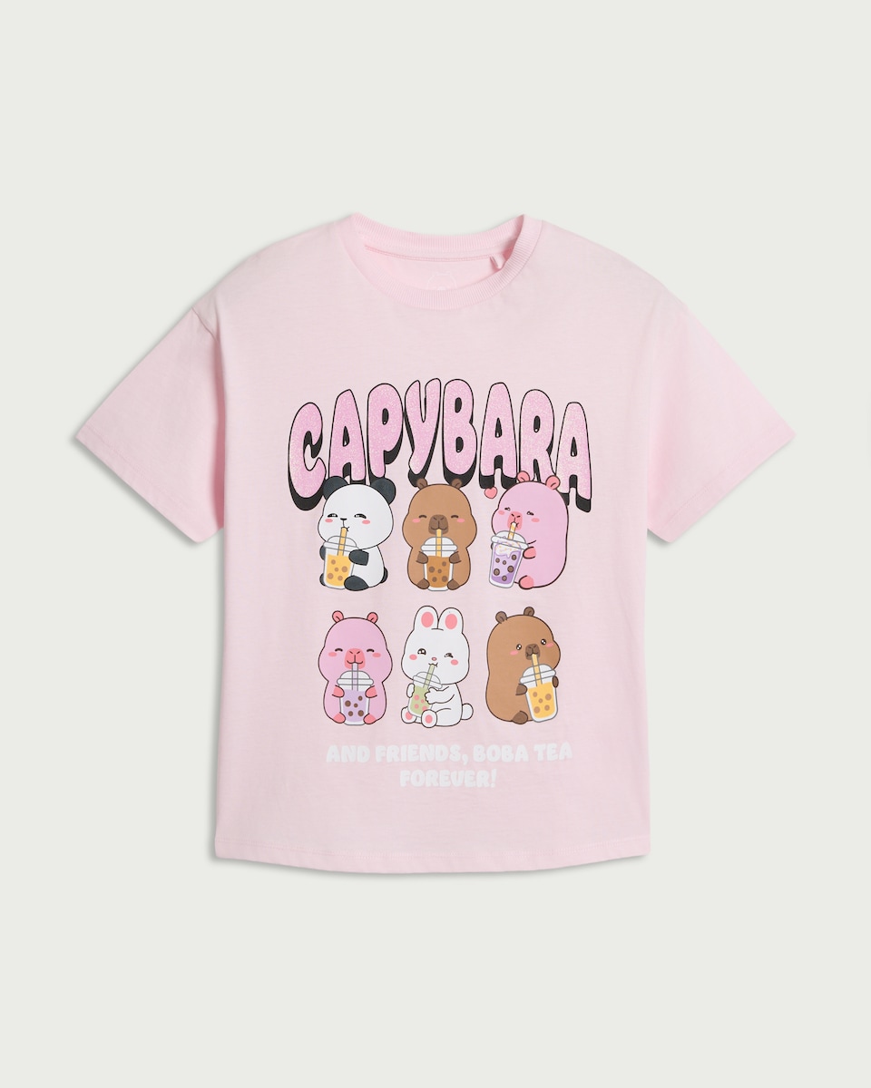 image 1 of Capyfun Pure Cotton T-Shirt in Pink