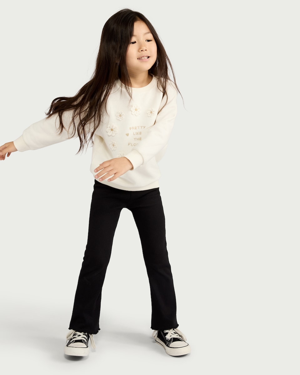 image 1 of F&F Girls 2-Pack Cotton Rich Flared Leggings in Black