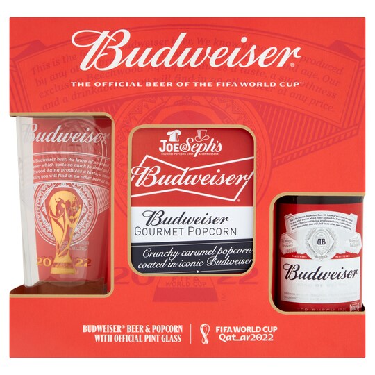 Budwieser Beer 300Ml Glass & Popcorn Giftset Tesco Groceries