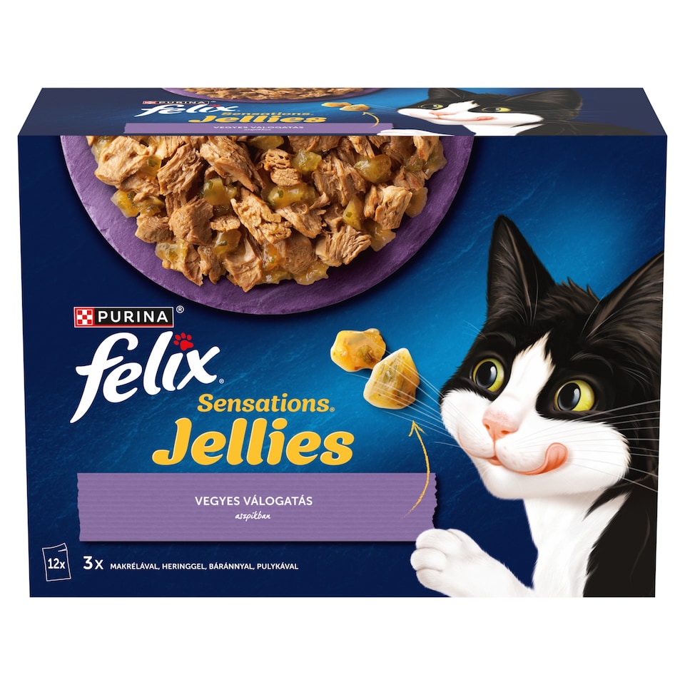Purina Felix Sensations Jellies vegyes válogatás aszpikban nedves macskaeledel 12 x 85 g